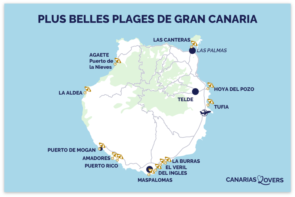 carte meilleures plages gran canaria