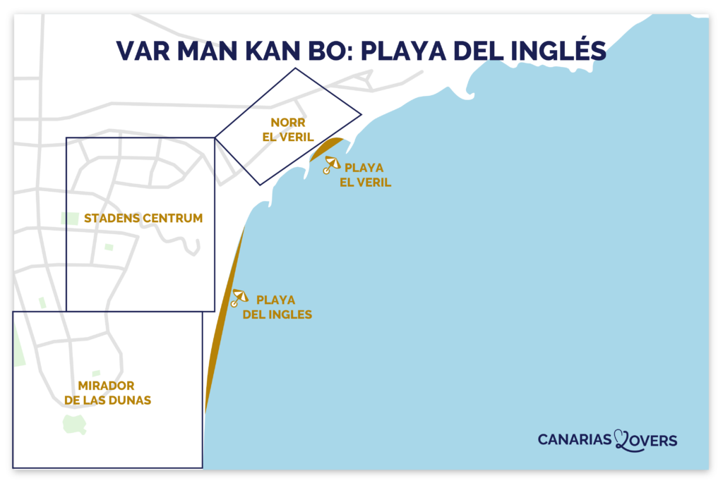 karta över de bästa ställena att bo på i playa del ingles gran canaria