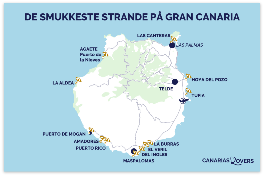 kort over de bedste strande i gran canaria