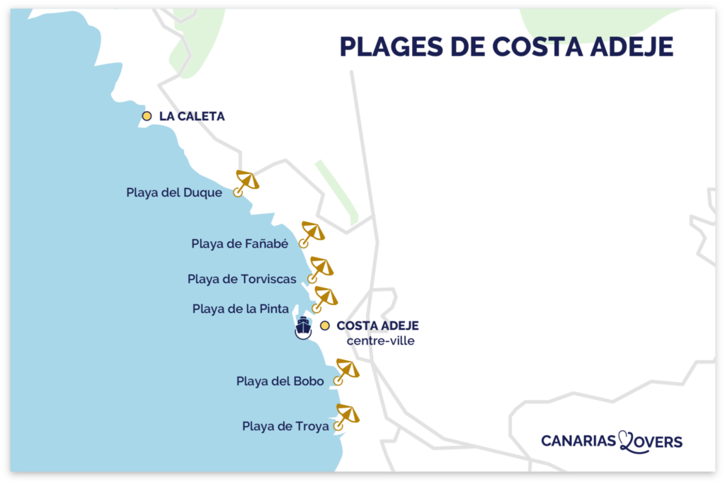 carte plus belles plages costa adeje tenerife