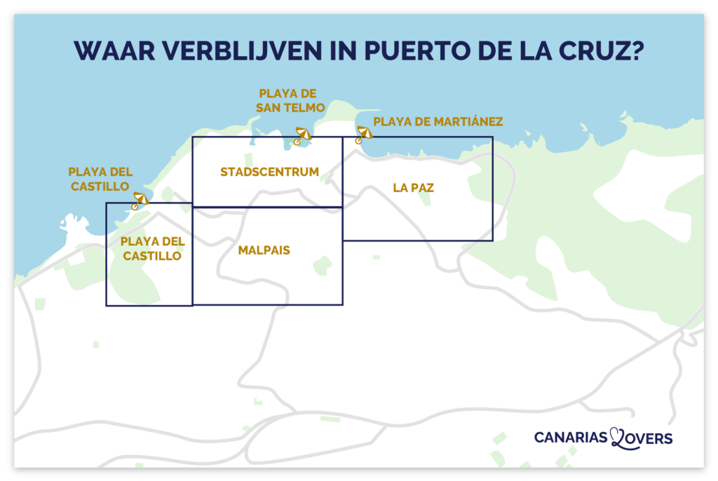 kaart beste gebieden om te verblijven puerto de la cruz tenerife