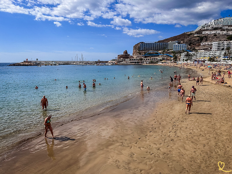 Playa Puerto Rico strand. in Gran Canaria