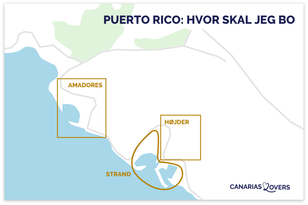 kort over de bedste steder at bo i Puerto Rico Gran Canaria