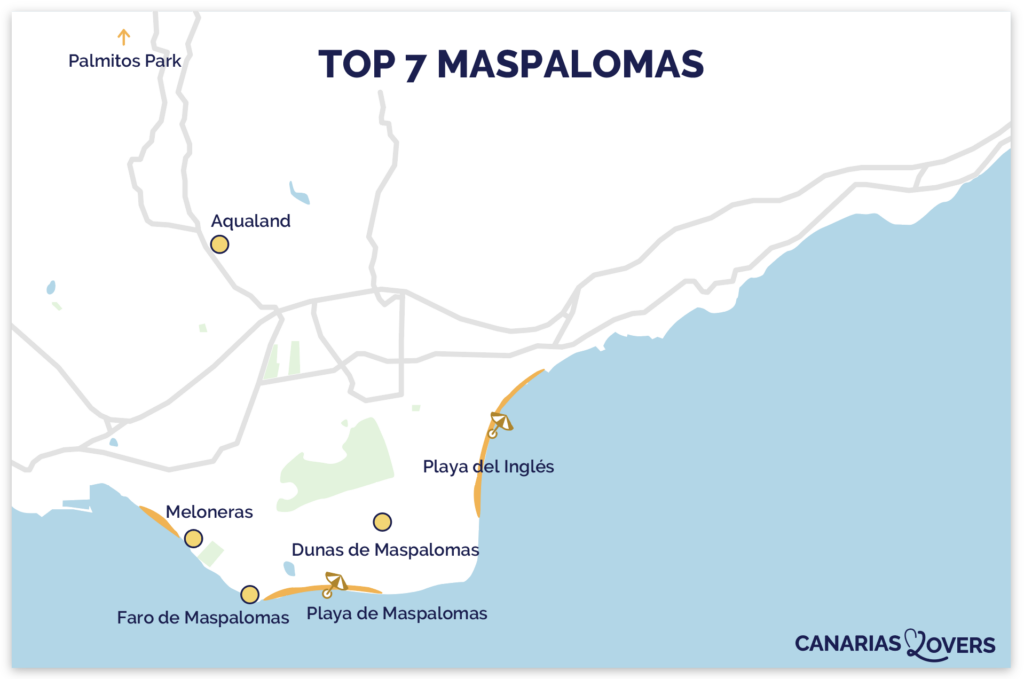 mapa de atracções de maspalomas