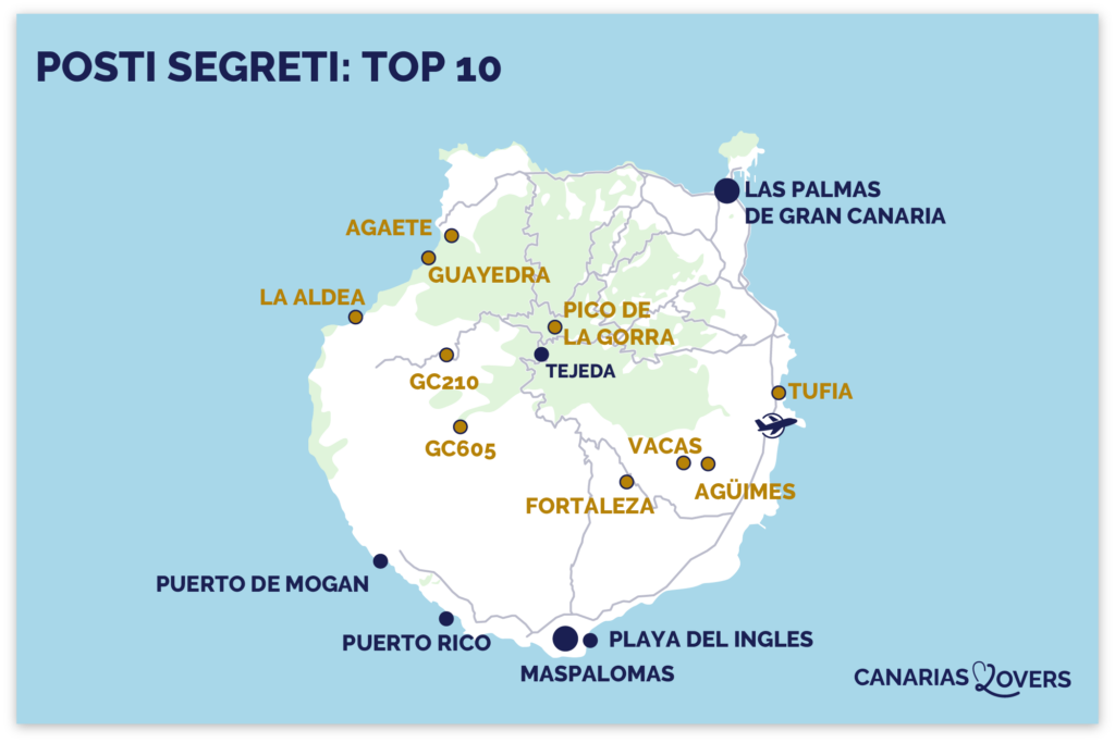 mappa dei luoghi segreti di Gran Canaria fuori dai sentieri battuti