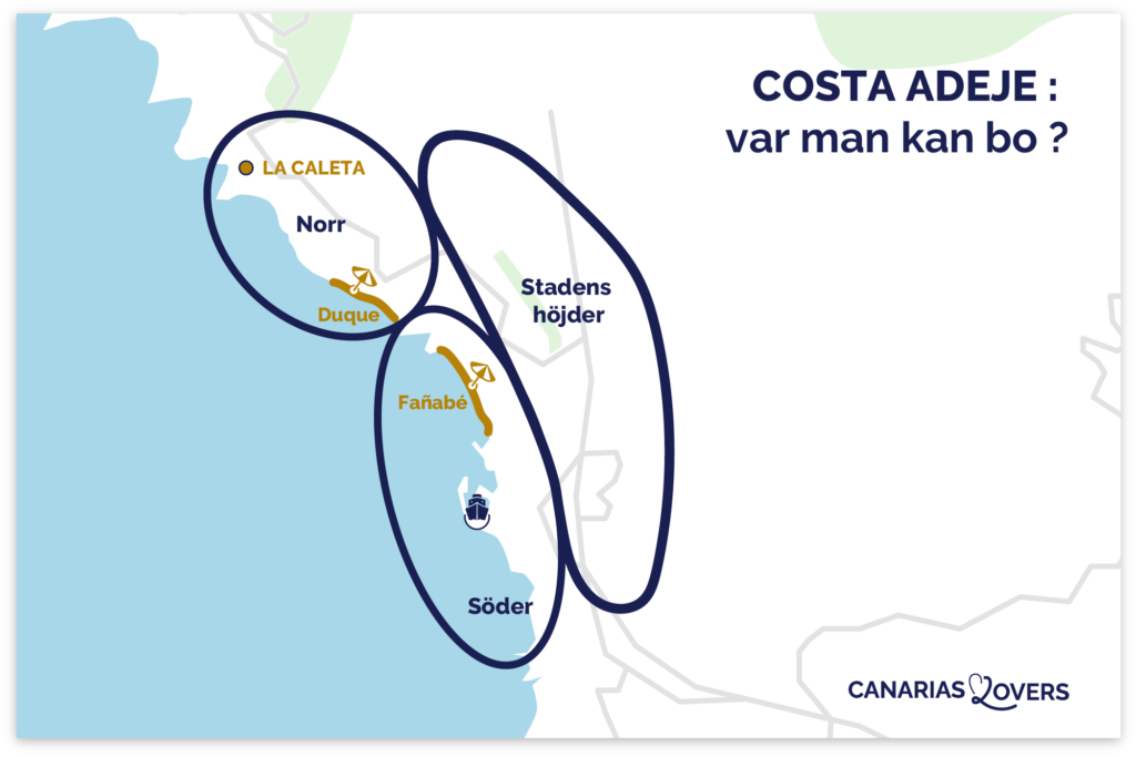 karta bästa områdena costa adeje var man ska bo tenerife