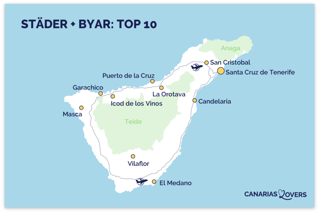 karta vackraste städerna tenerife byar