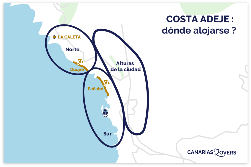 mapa mejores zonas costa adeje donde alojarse tenerife