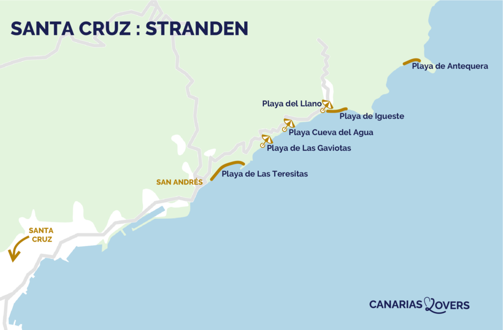 kaart mooiste stranden santa cruz beste