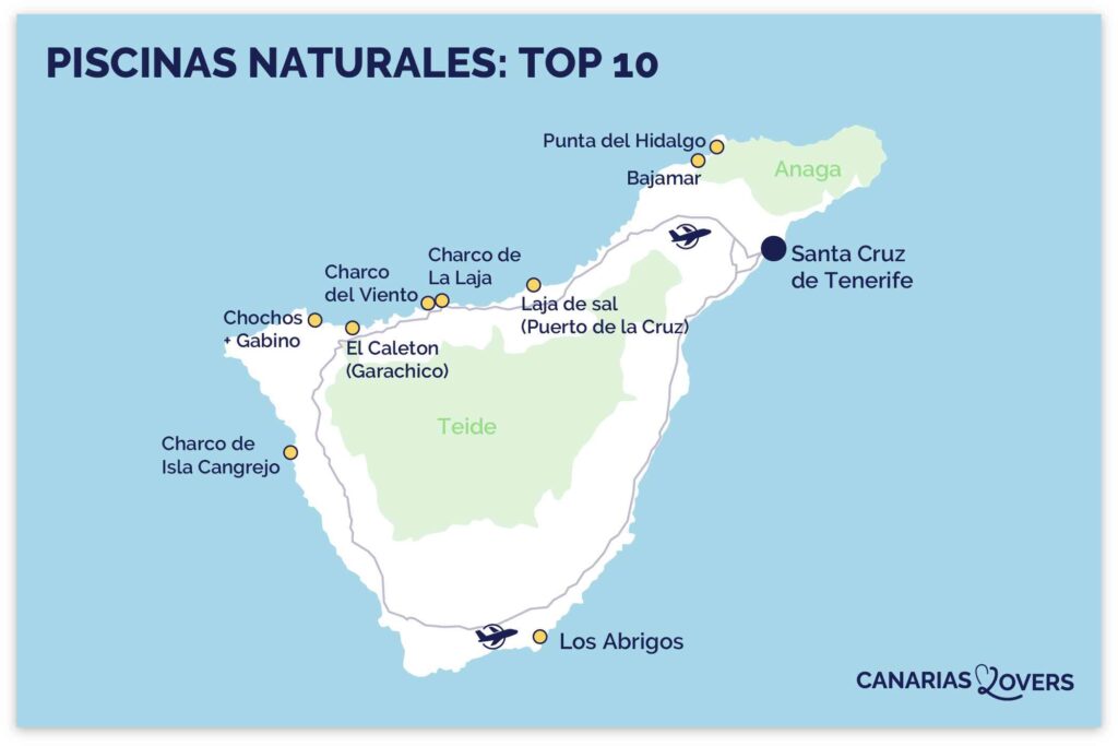 karta naturliga pooler Teneriffa