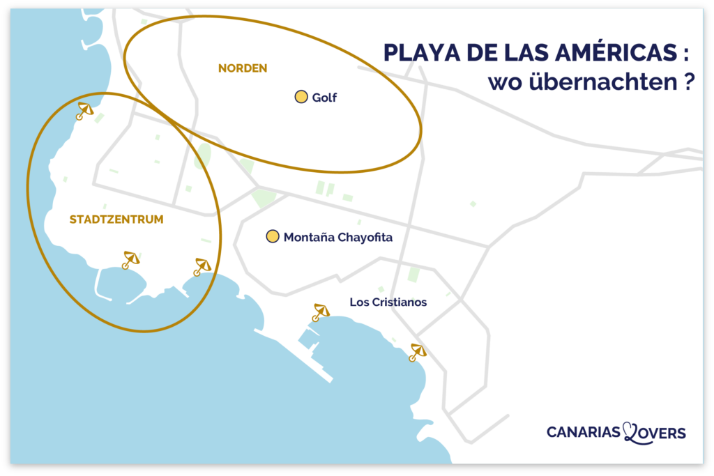 Karte der besten Gegenden in Playa Americas, in denen man sich aufhalten kann