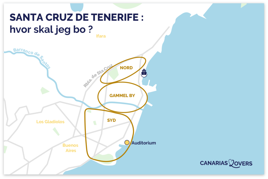 kort over de bedste steder at bo i santa cruz tenerife