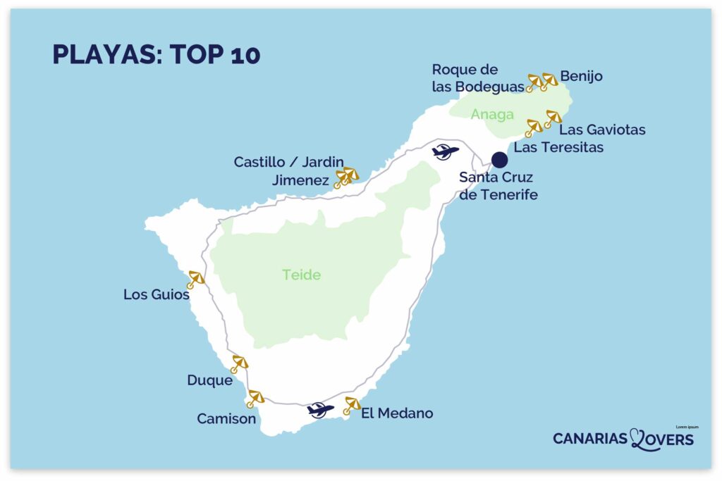 kort smukkeste strande Tenerife bedste