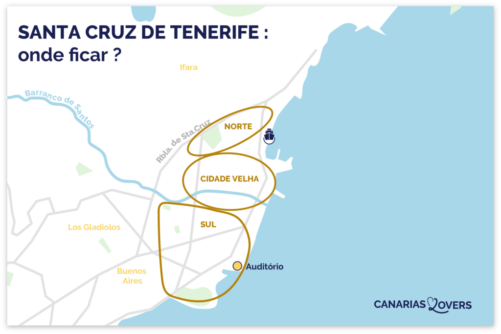 mapa dos melhores sítios para ficar em santa cruz tenerife