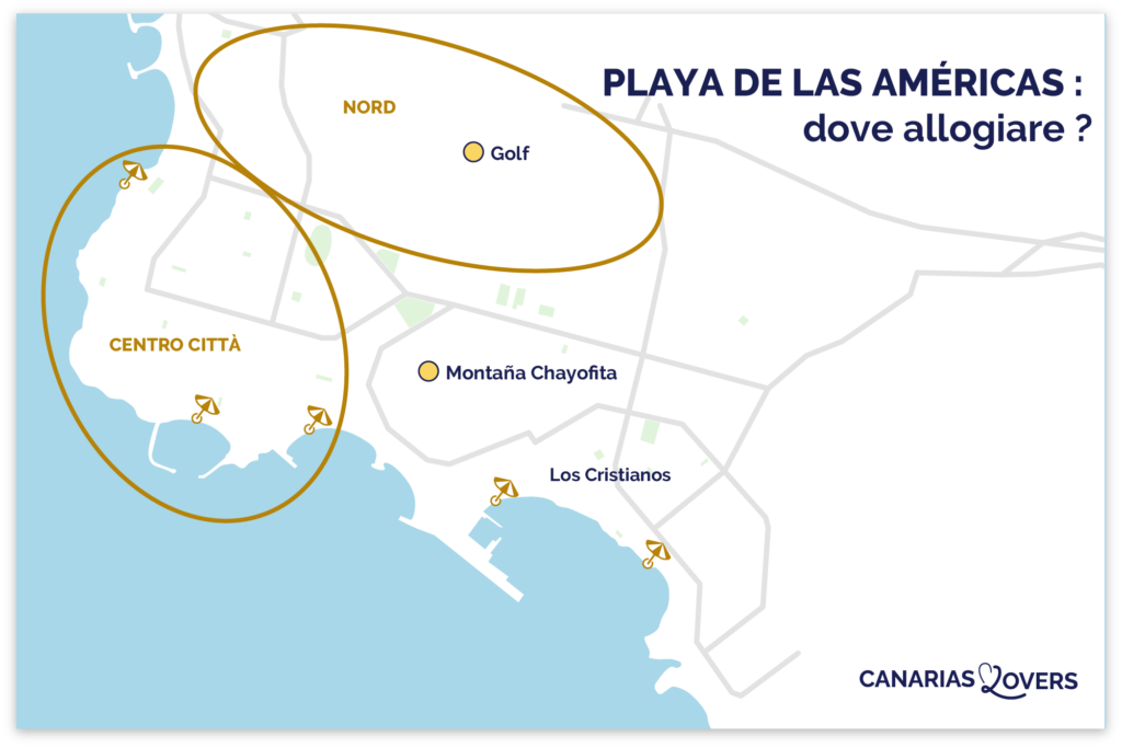 mappa delle migliori aree in cui soggiornare a playa americas