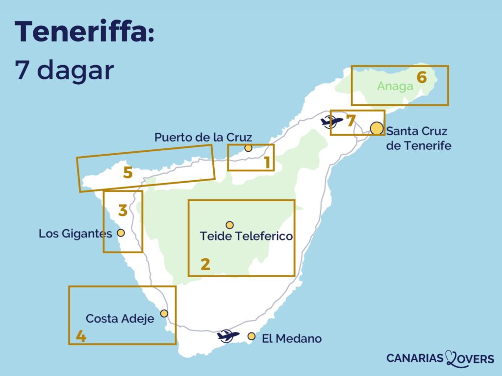 karta Teneriffa en vecka resplan 7 dagar