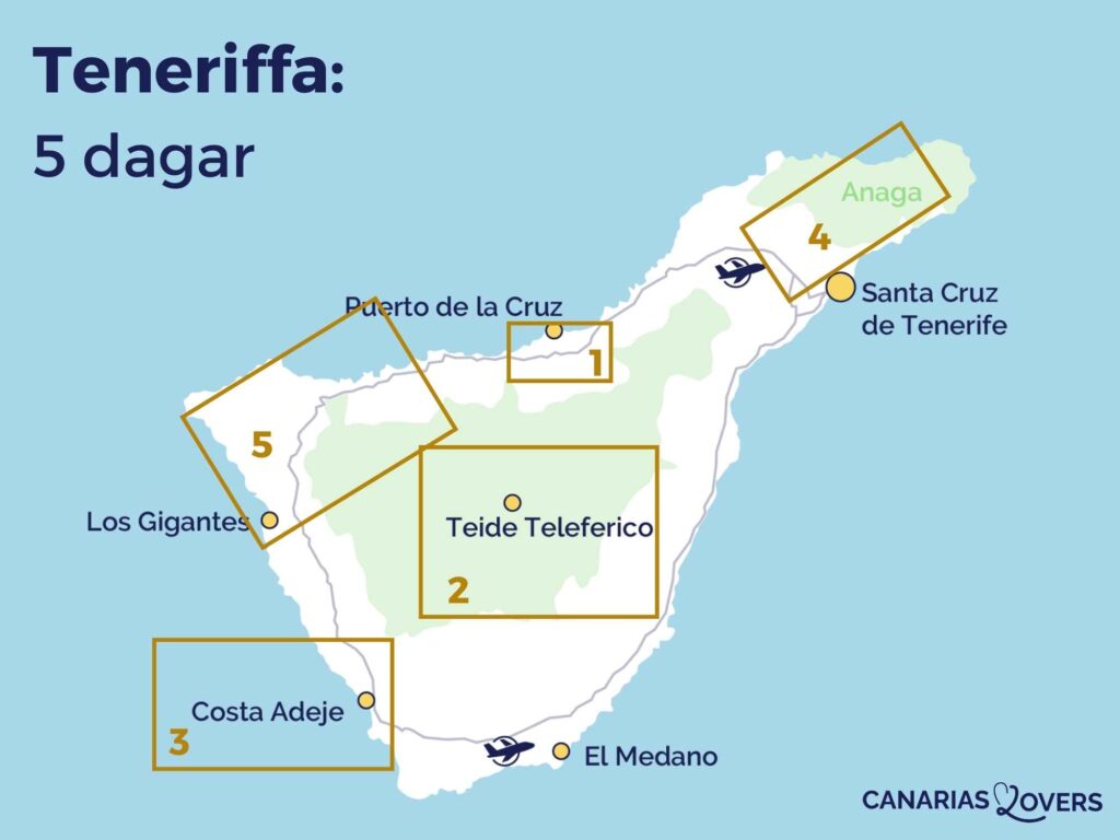 karta Teneriffa resväg 5 dagar