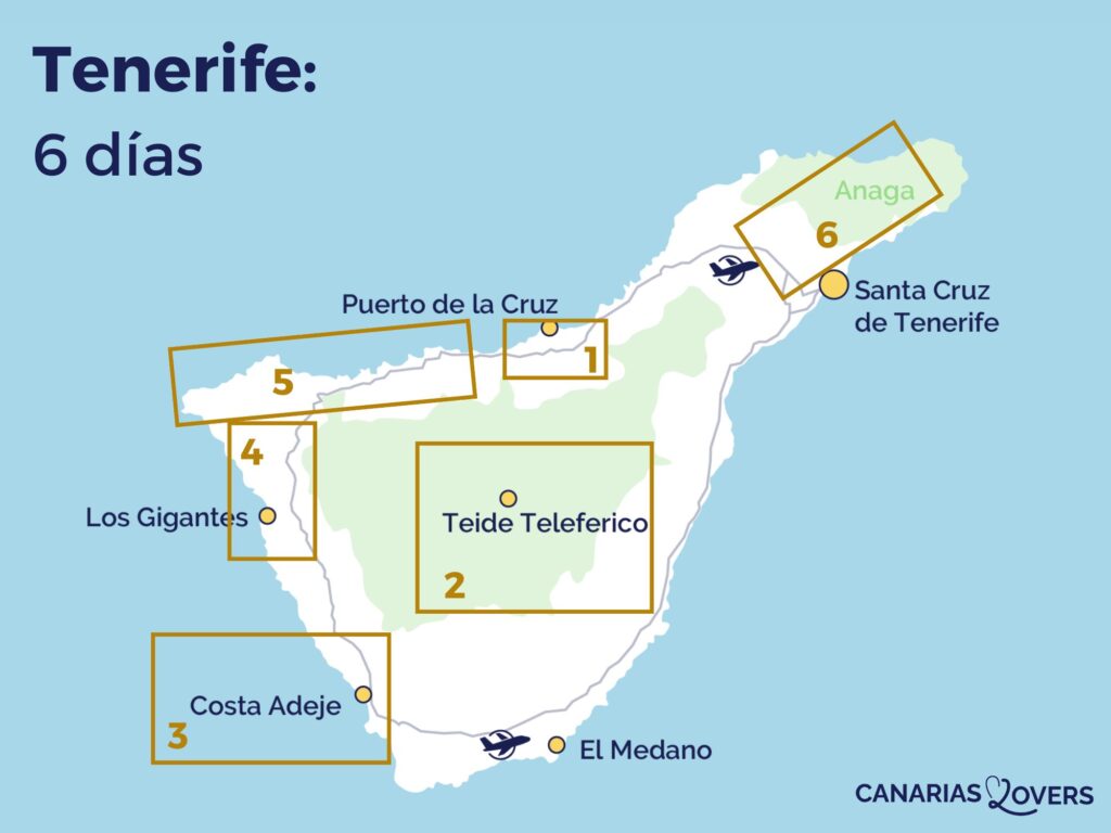 mapa Tenerife itinerario 6 días