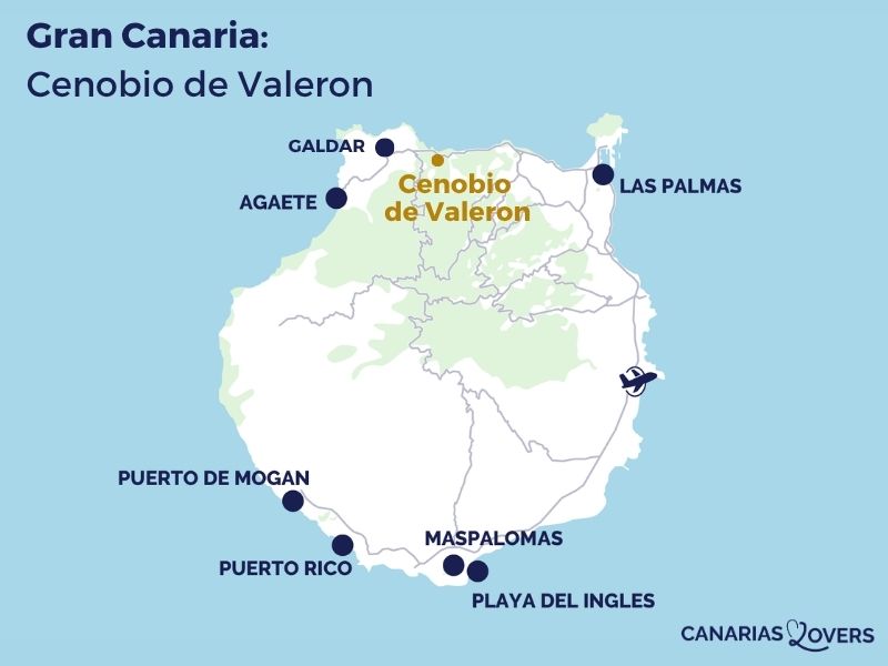 Cenobio de Valeron Gran Canaria kaart