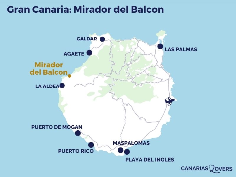 Karta över Mirador del Balcón på Gran Canaria