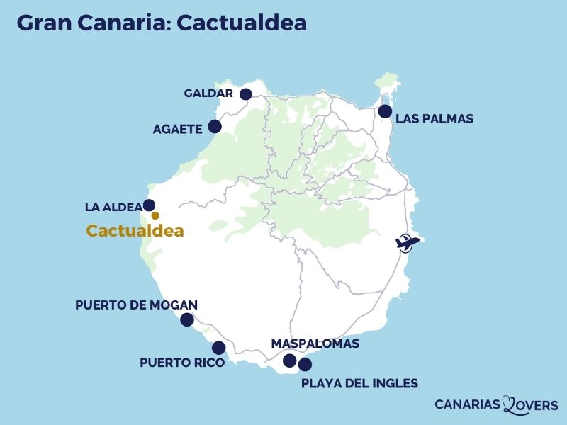 kaart van Cactualdea Park op Gran Canaria